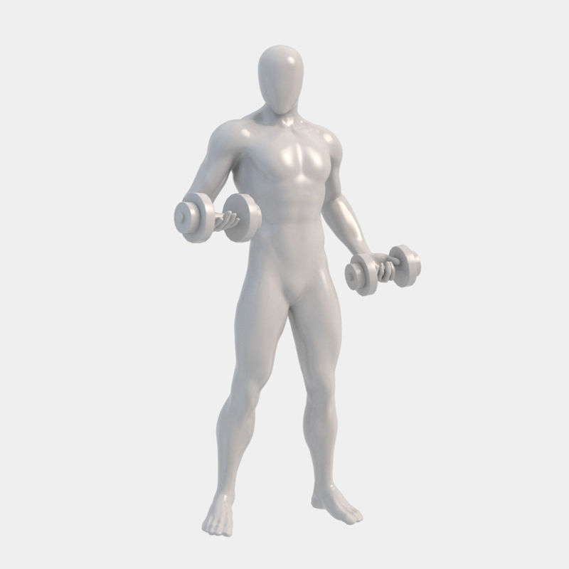 Manequim masculino de ferro bombeando modelo impresso em 3D