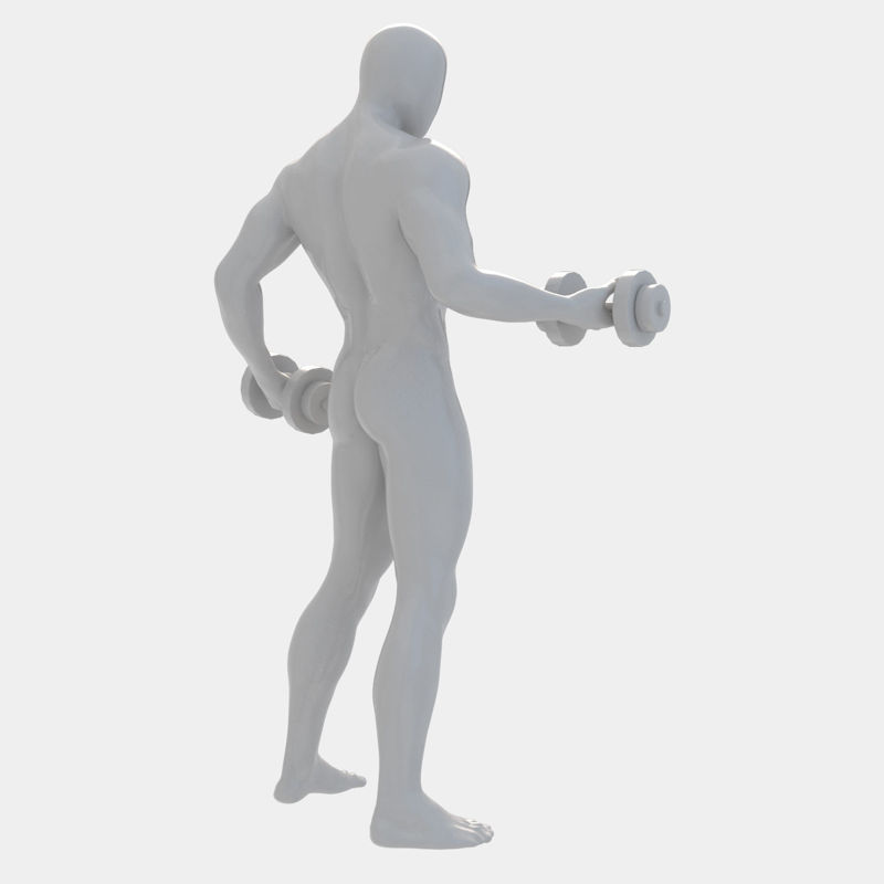 Manequim masculino de ferro bombeando modelo impresso em 3D