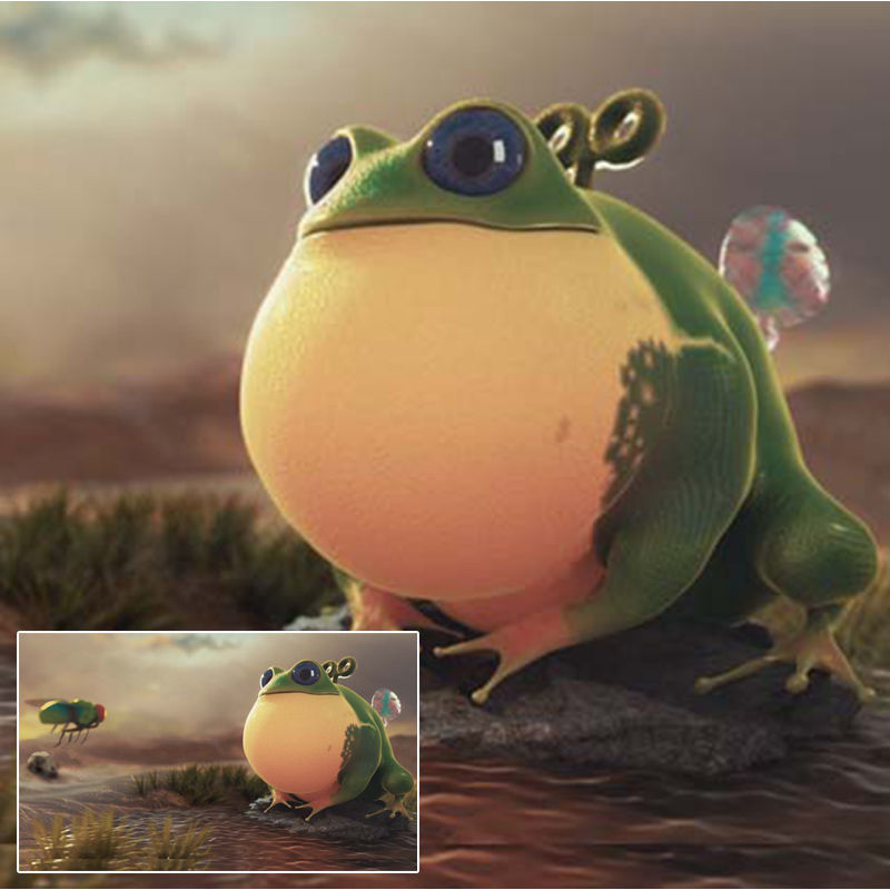 Mutant cartoon frog 3d model c4d project