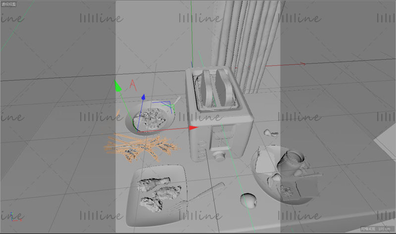 Toaster 3D projektový model topinkovače c4d model potravin