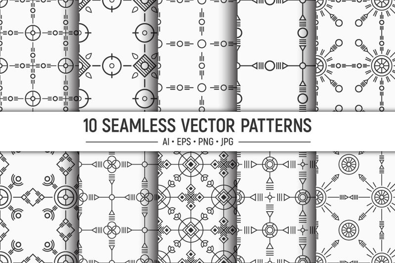 10 seamless geometric ethnic vector patterns