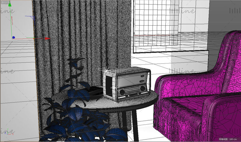 Interiérové rádio 3D projektový model indoor audio c4d