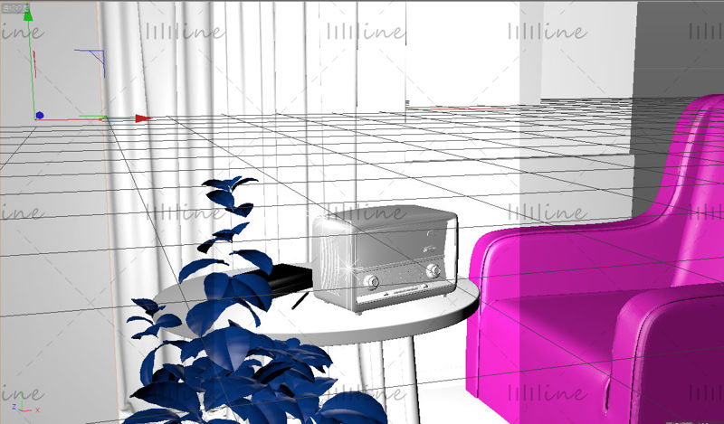 Interiérové rádio 3D projektový model indoor audio c4d