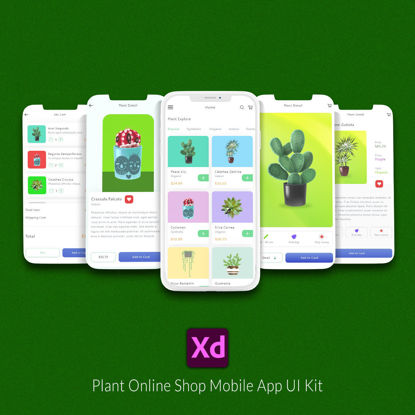Kit d'interface utilisateur de l'application mobile de la boutique en ligne des plantes