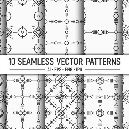 10 patrones de vectores étnicos geométricos sin fisuras