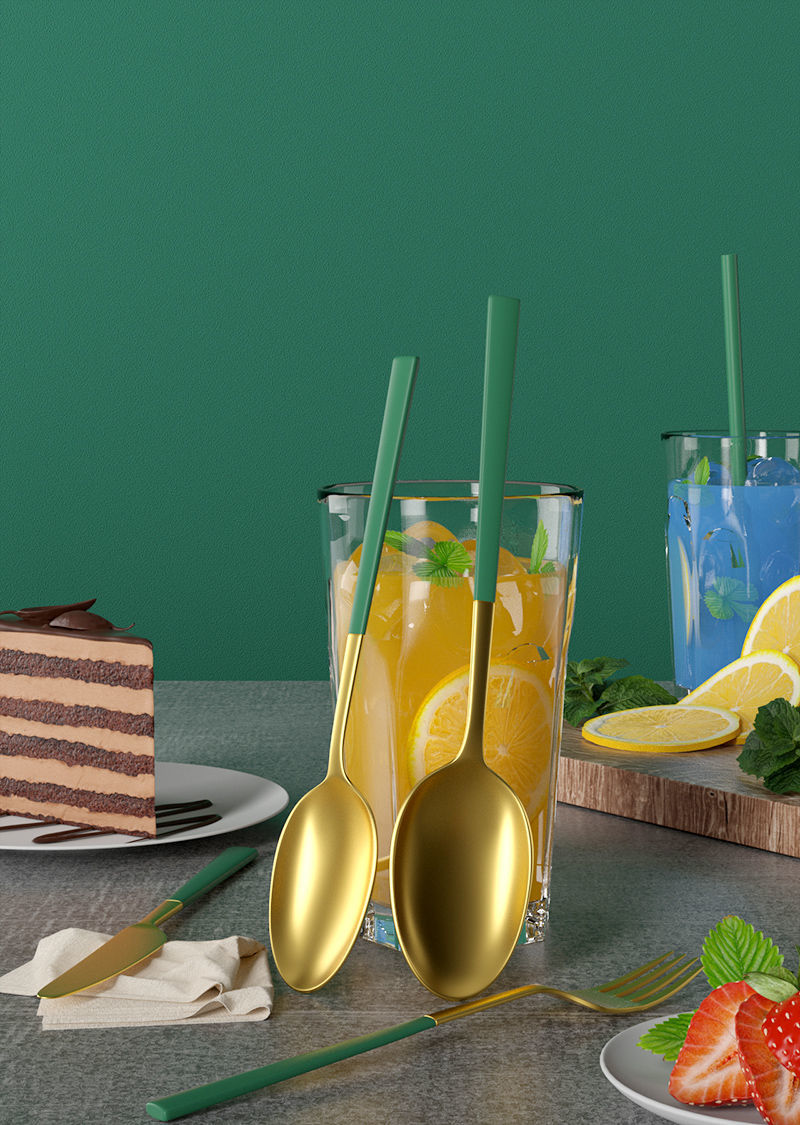 Food 3d scene orange juice cup c4d mint leaf 3d model