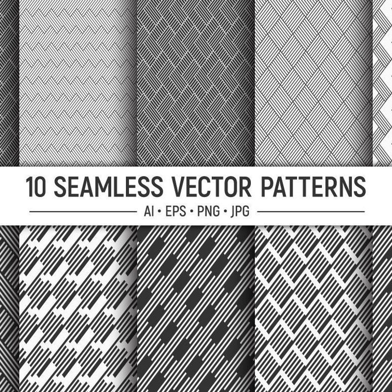 10 patrones de vector rayado transparente