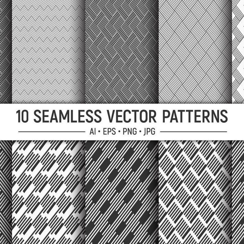 10 seamless striped vector patterns