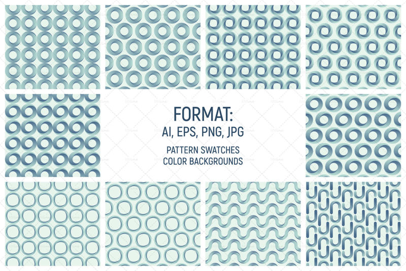 10 color geometric shapes seamless patterns