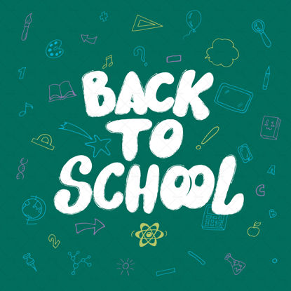 Back to School digital illustration hand lettering school background