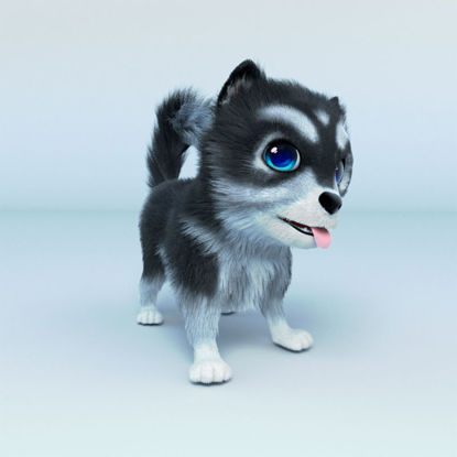 3d (c4d) puppy model rigged animated