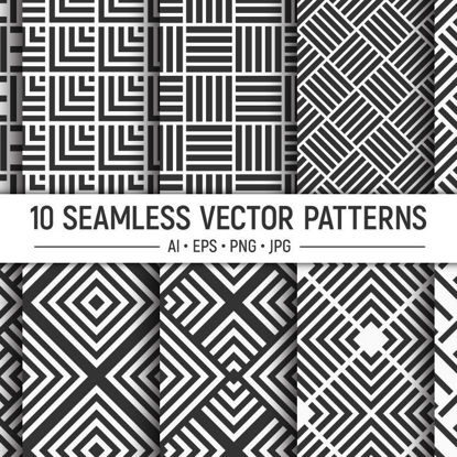 10 bezešvých geometrických vektorových vzorů