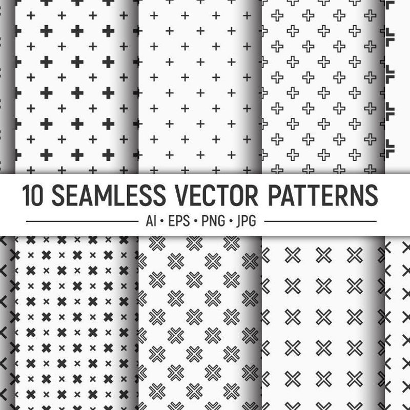 10 seamless crosses vector patterns