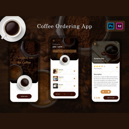 Coffee Ordering App UI Dark Brown Template
