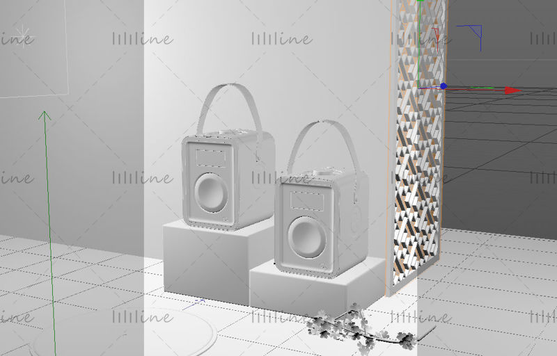 Retro radio audio speaker c4d scene 3d model