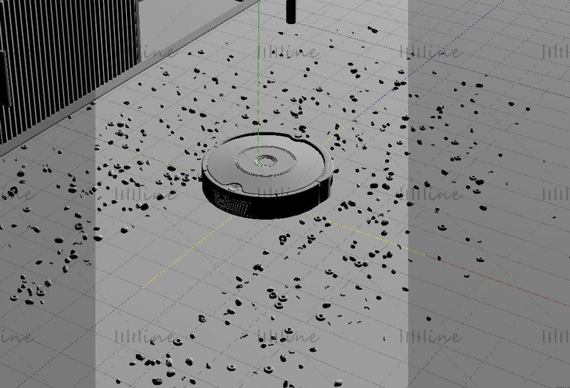 3D model produktové scény zametacího robota c4d