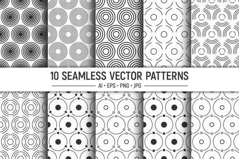 10 bezešvých geometrických kruhů vektorové vzory