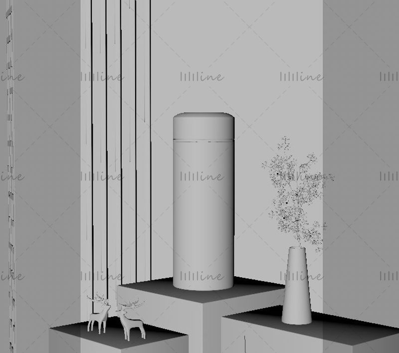 Evropský minimalistický styl termosky šálek vody 3D c4d scéna model