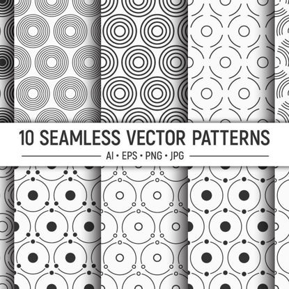 10 kesintisiz geometrik daire vektör desenleri