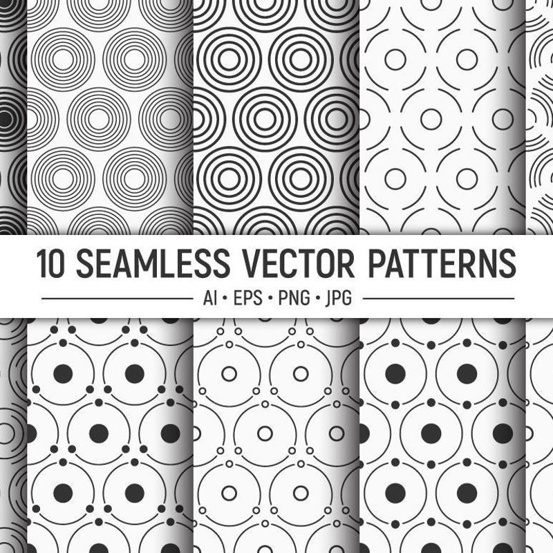 10 seamless geometric circles vector patterns