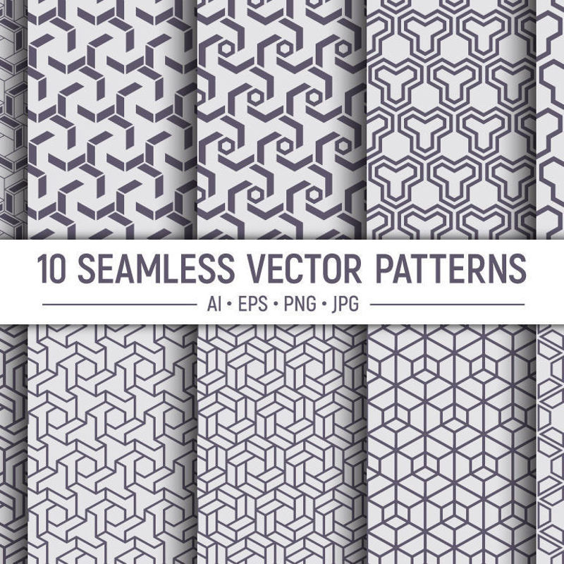 10 patrones de vector de hexágonos sin costura
