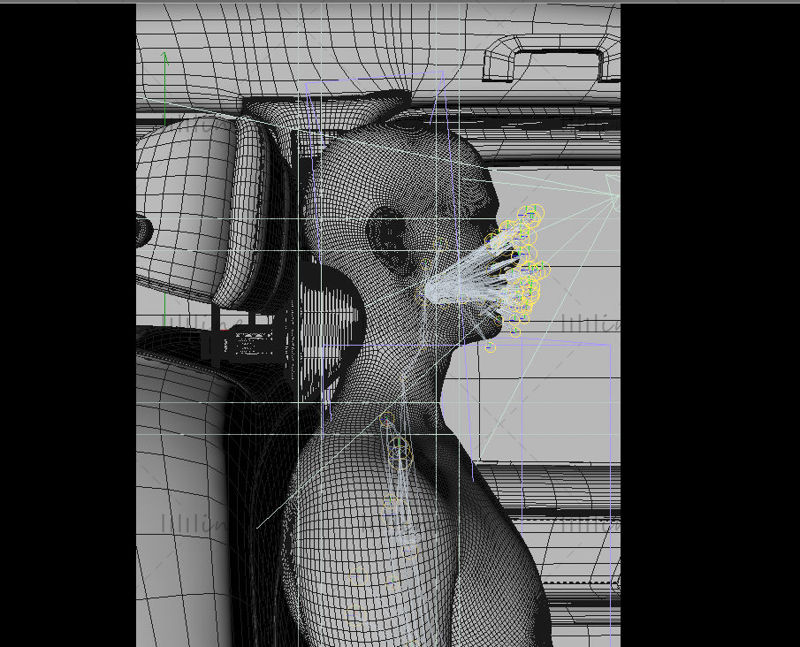車のヘッドレスト枕背骨3DシーンC4Dモデル