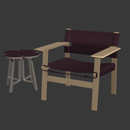 Leisure chair round table 3D model