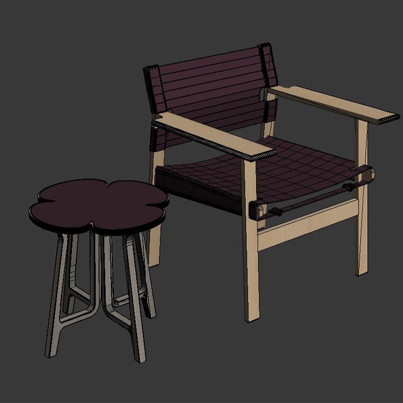 Leisure chair round table 3D model