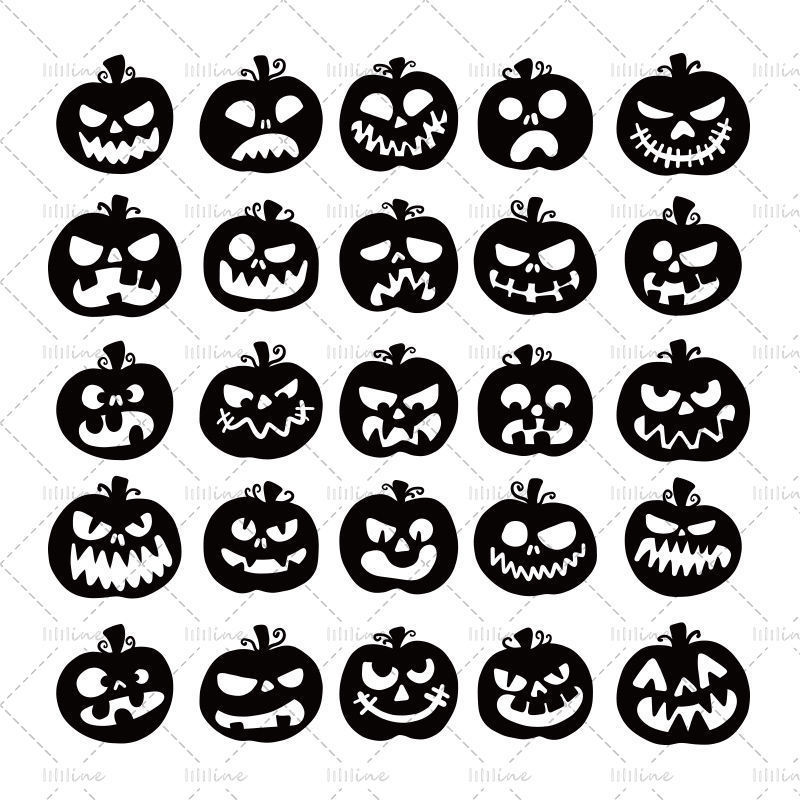 25 Halloween black pumpkin lamp silhouettes
