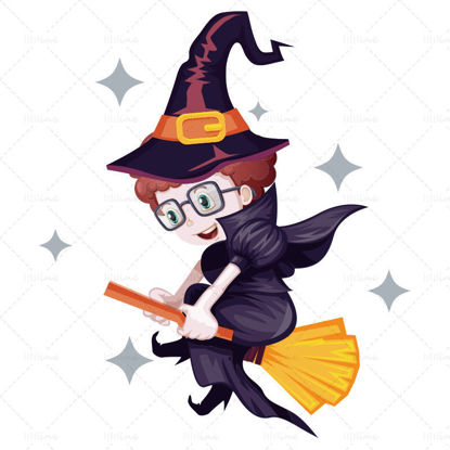 Vector hand drawn halloween magic witch