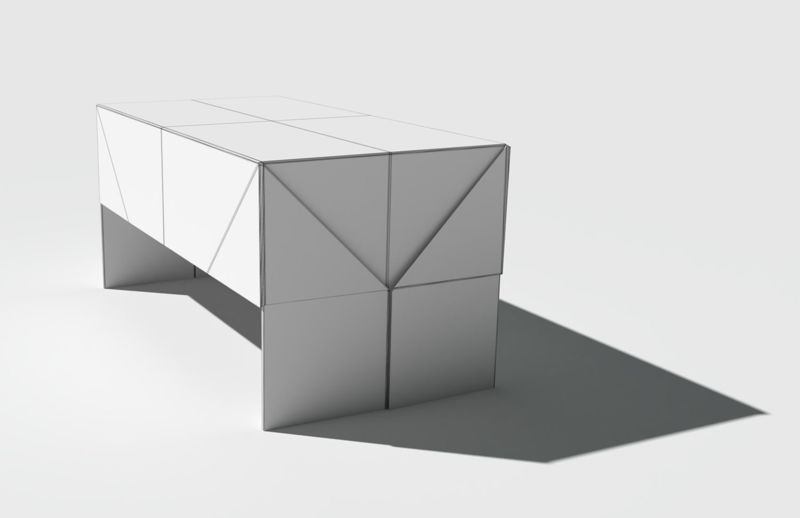 مدل سه بعدی نیمکت اوریگامی