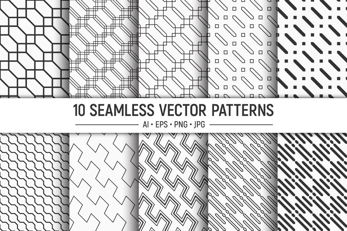 10 Seamless Diagonal Stripes Vector Patterns