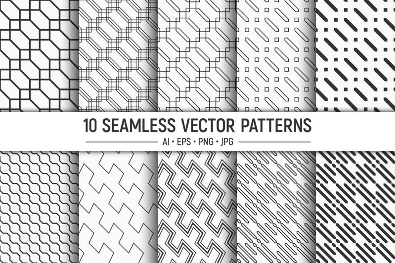 10 patrones de vector de rayas diagonales sin costura