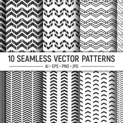 10 seamless arrows, herringbone patterns