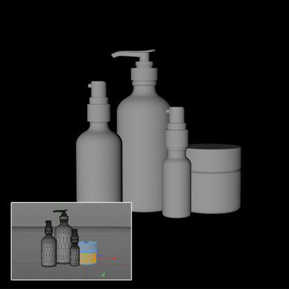 Toiletries c4d model shampoo 3d model shower gel model skin care product model