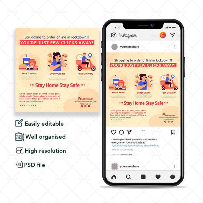Online Food Delivery Banner Template