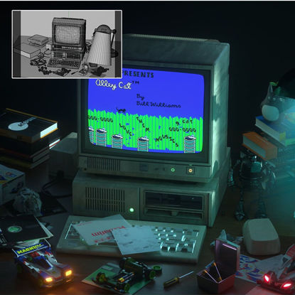 الخيال العلمي الكمبيوتر 3D المشهد cyberpunk الظلام نمط الكمبيوتر القديم c4d نموذج الدفع الرباعي لعبة نموذج سيارة