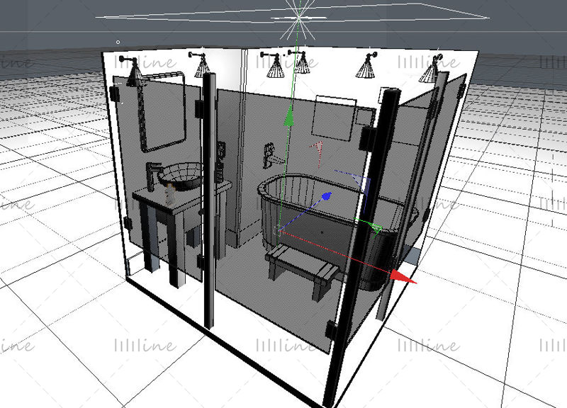 Ванная комната 3d сцена ванная комната c4d модель исходный файл модель раковины модель ванны
