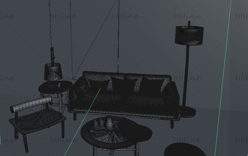 Indoor 3d scene living room sofa model coffee table model c4d model