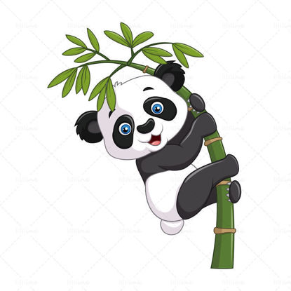 Vector giant panda lying on bamboo
