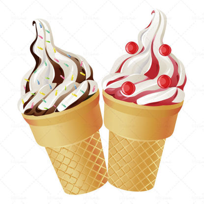 Vector illustration of ice cream multi-flavored cones