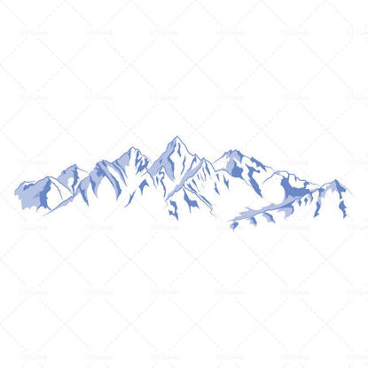 Cute cartoon hand drawn snow mountain vector