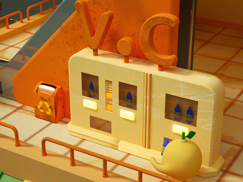 オレンジの組立ラインc4dソースファイル3D漫画シーンモデル