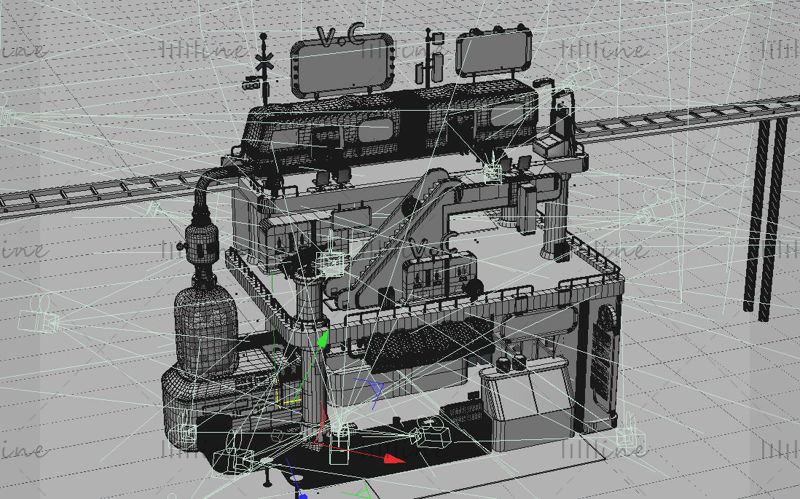 Orange assembly line c4d source file 3d cartoon scene model