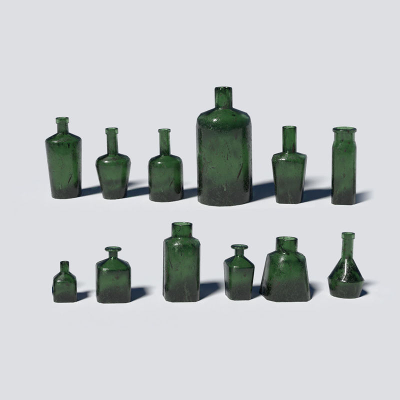 Small Bottles Green 3d model
