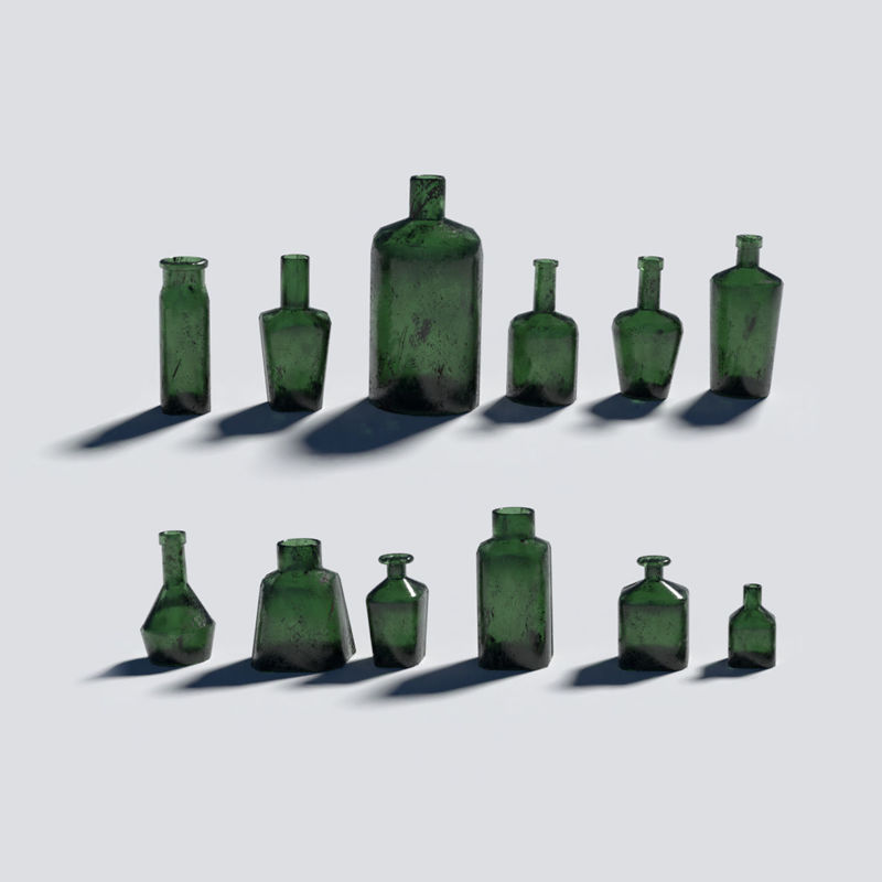 Small Bottles Green 3d model
