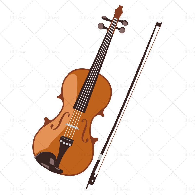 Vector violin and bow