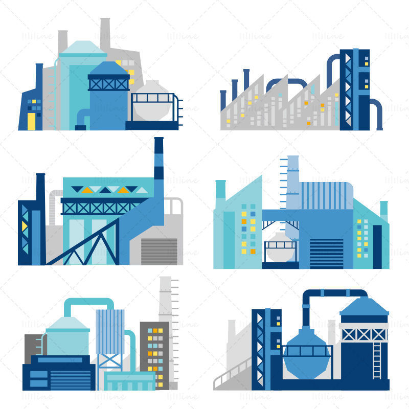Blue vector flat chemical plant vector