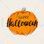 Happy Halloween banner for an invitation to a party inside an orange pumpkin  Vector illustration. Hand digital lettering of black color for a banner, a poster, a greeting card, an invitation to a party. Trendy illustration, 31 October.
