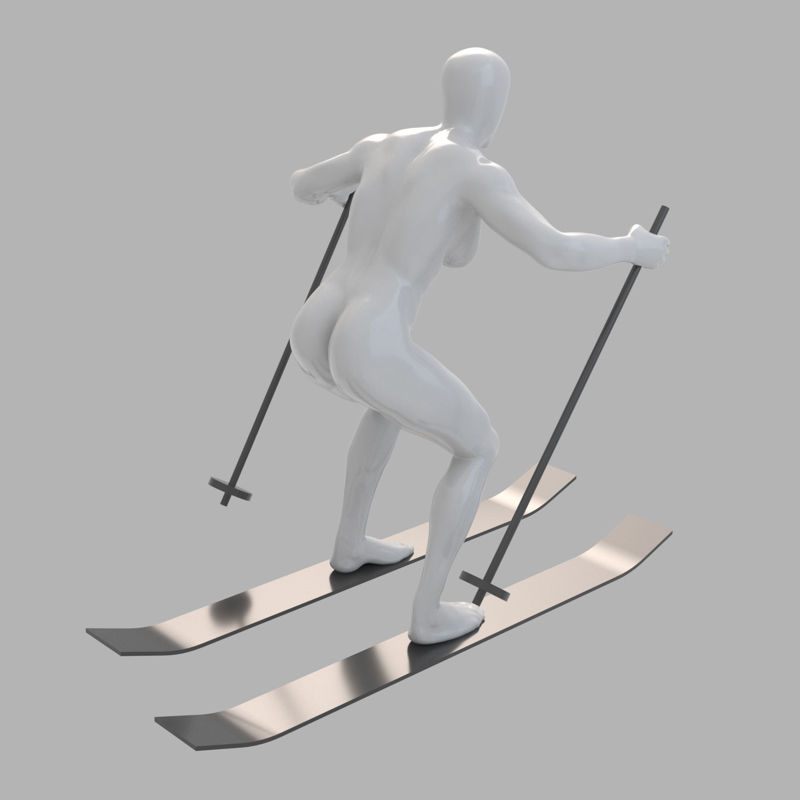 التزلج عارضة أزياء الإناث العضلات القوية نموذج الطباعة 3D
